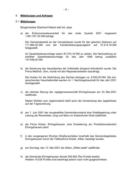 Protokollarchiv 14WP - Ehringshausen