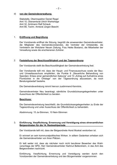 Protokollarchiv 14WP - Ehringshausen