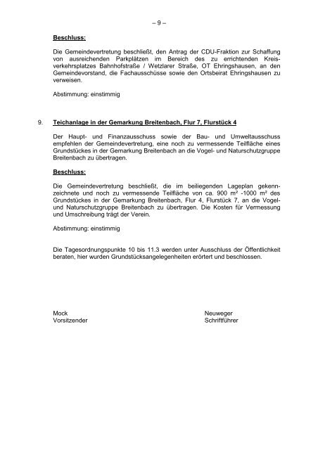 Protokollarchiv 14WP - Ehringshausen