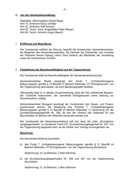 Protokollarchiv 14WP - Ehringshausen