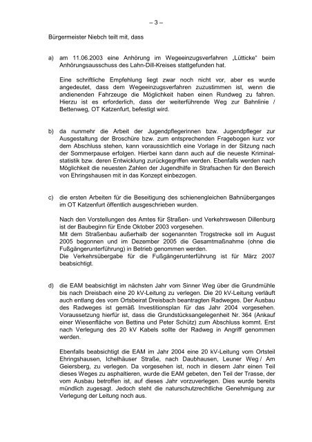 Protokollarchiv 14WP - Ehringshausen