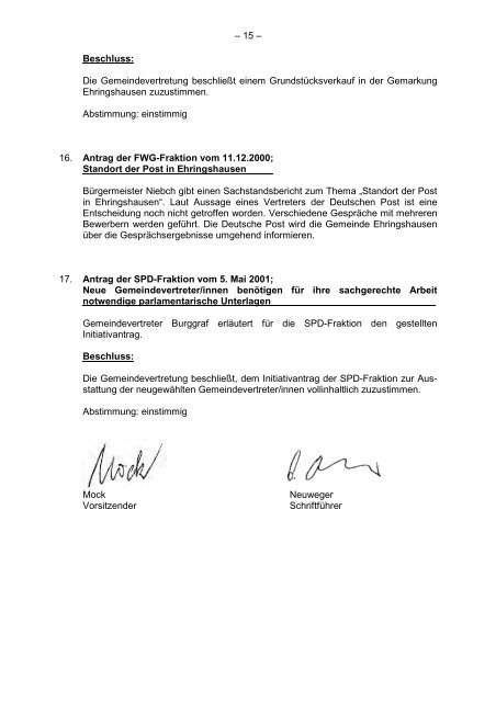 Protokollarchiv 14WP - Ehringshausen