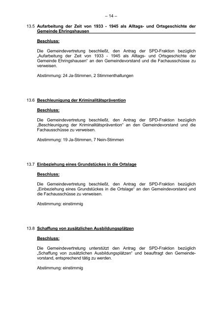 Protokollarchiv 14WP - Ehringshausen