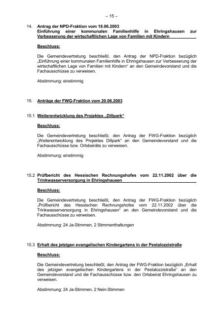 Protokollarchiv 14WP - Ehringshausen