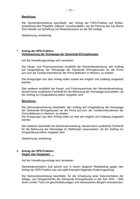 Protokollarchiv 14WP - Ehringshausen