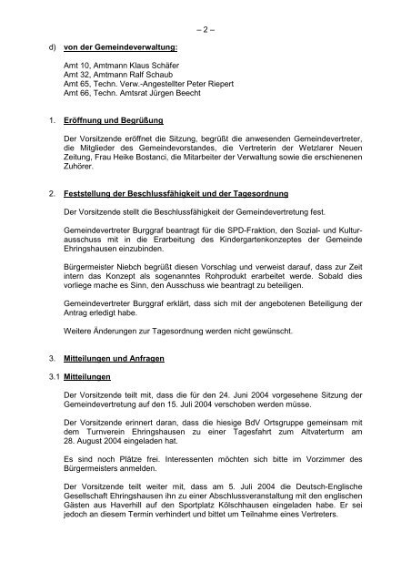 Protokollarchiv 14WP - Ehringshausen