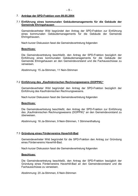 Protokollarchiv 14WP - Ehringshausen