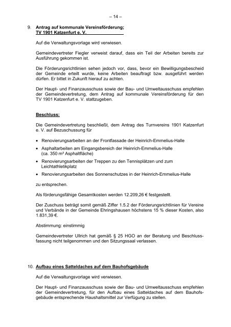 Protokollarchiv 14WP - Ehringshausen