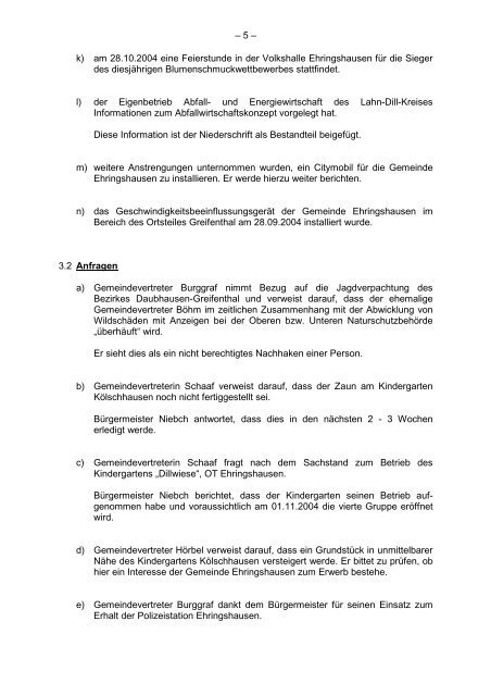 Protokollarchiv 14WP - Ehringshausen