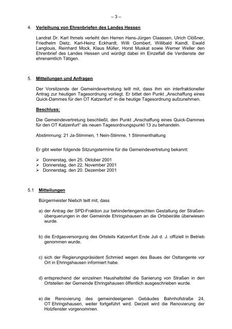 Protokollarchiv 14WP - Ehringshausen