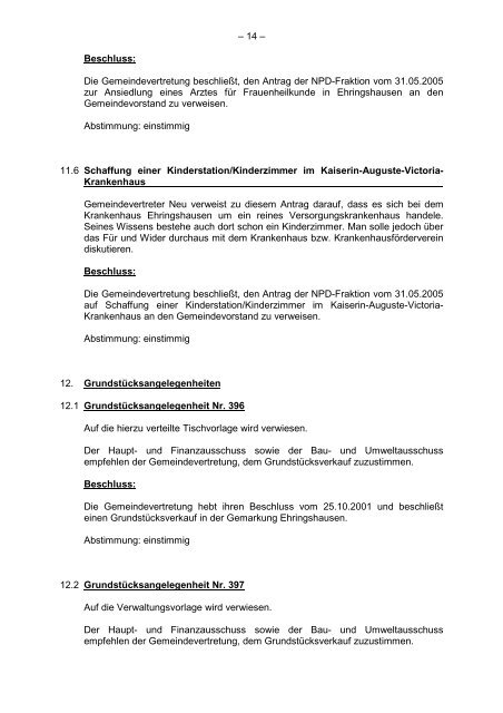 Protokollarchiv 14WP - Ehringshausen