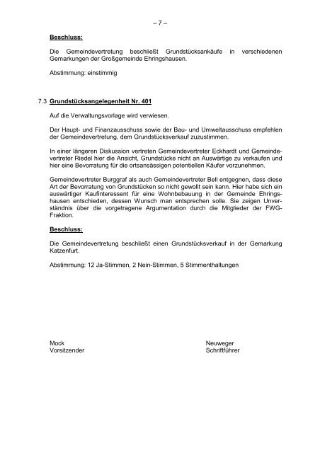 Protokollarchiv 14WP - Ehringshausen