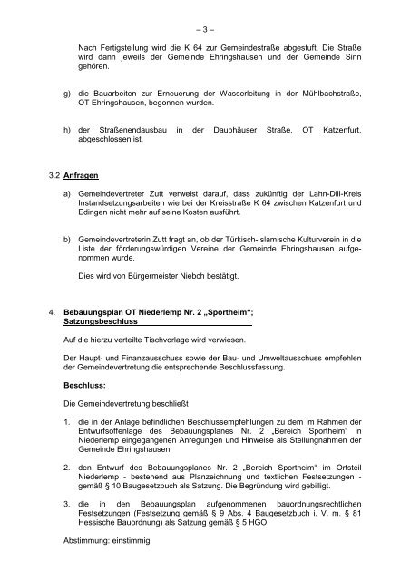 Protokollarchiv 14WP - Ehringshausen