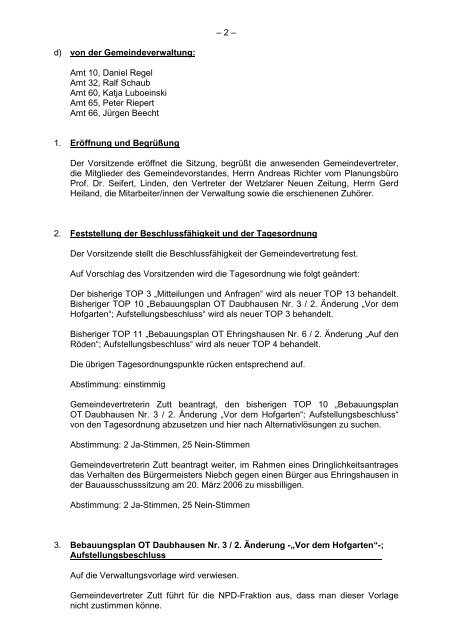 Protokollarchiv 14WP - Ehringshausen