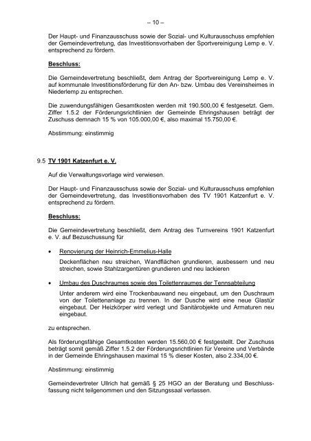 Protokollarchiv 14WP - Ehringshausen