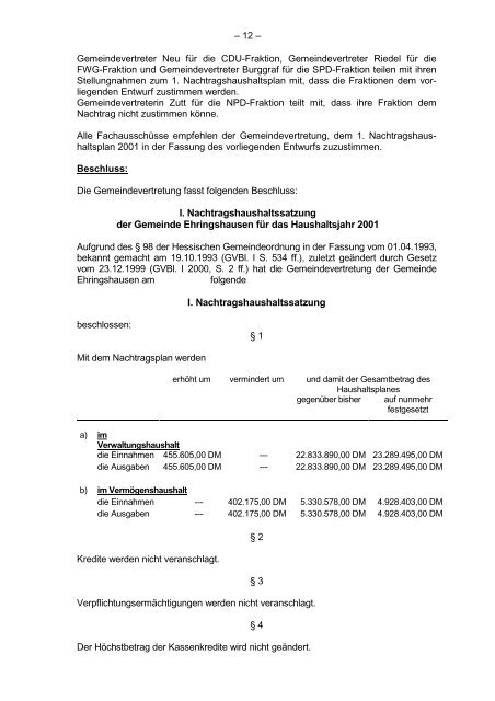 Protokollarchiv 14WP - Ehringshausen