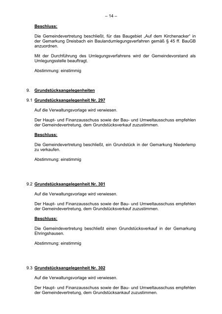 Protokollarchiv 14WP - Ehringshausen