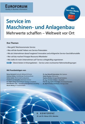 Service im Maschinen- und Anlagenbau - Burkardt, Peters & Partner