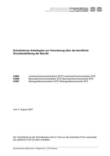 Schulinterner Arbeitsplan zur Verordnung über die berufliche ...