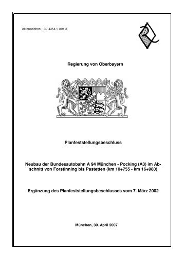 Planergänzungsbeschluss - Regierung von Oberbayern