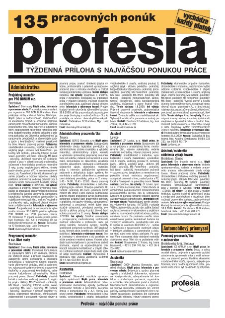 pracovných ponúk - Profesia.sk