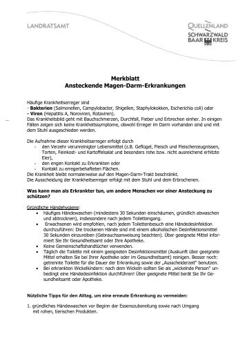 Merkblatt Magen-Darm-Erkrankung - Schwarzwald-Baar-Kreis