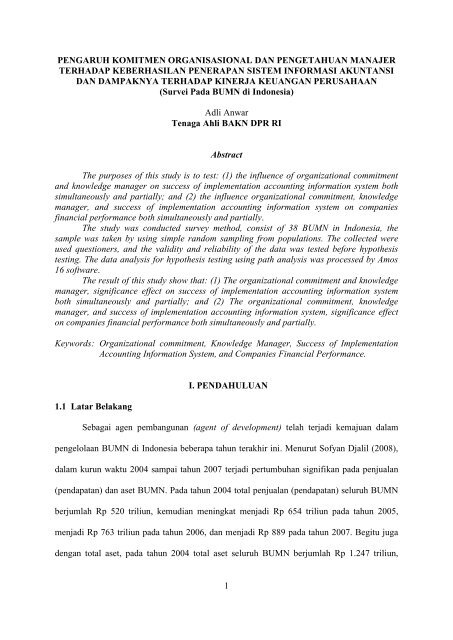 Pengaruh Penerapan Akuntansi Sektor Publik