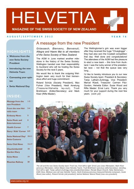 Helvetia, August 2012 (PDF) - Swiss Society Of New Zealand