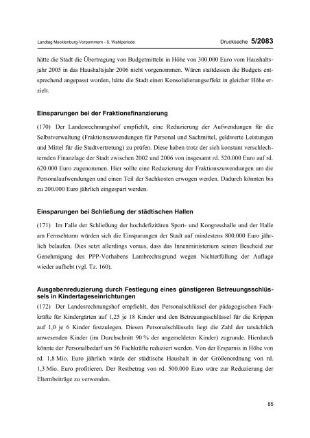 UNTERRICHTUNG - Landesrechnungshof Mecklenburg-Vorpommern