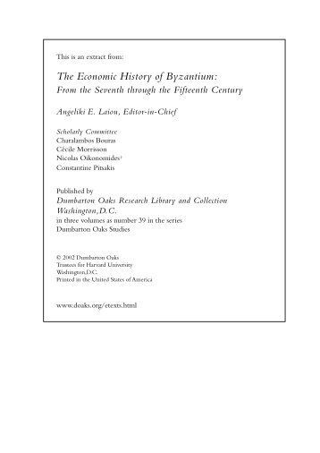 The Economic History of Byzantium - Dumbarton Oaks