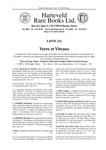 LISTE 211 Verre et Vitraux - Harteveld Rare Books Ltd.