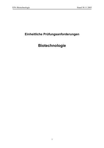 Einheitliche Prüfungsanforderungen Abitur (EPA) Biotechnologie