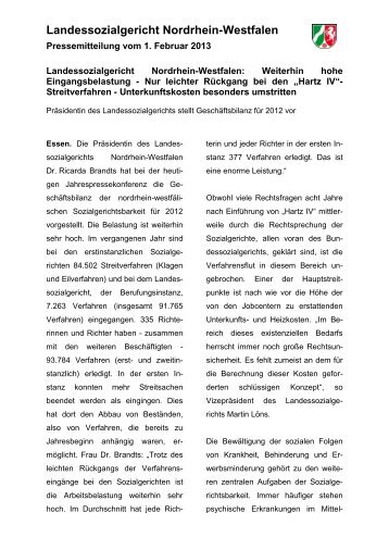 Pressemitteilung 01.02.2013 - Landessozialgericht Nordrhein ...