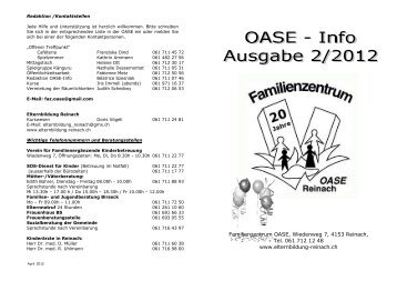 Familienzentrum OASE, Wiedenweg 7, 4153 Reinach, Tel. 061 712 ...