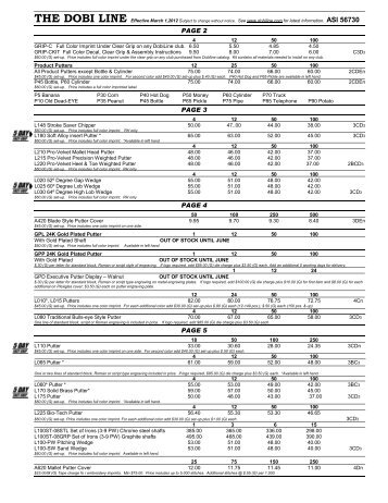 Price List - Gibas Golf Products