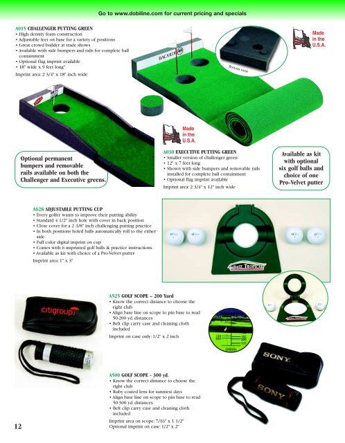 Largest Promotional Line of Golf Products - Gibas Golf Products
