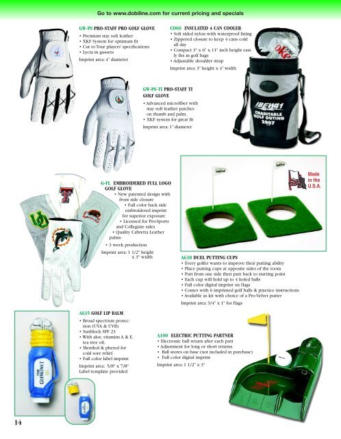Largest Promotional Line of Golf Products - Gibas Golf Products