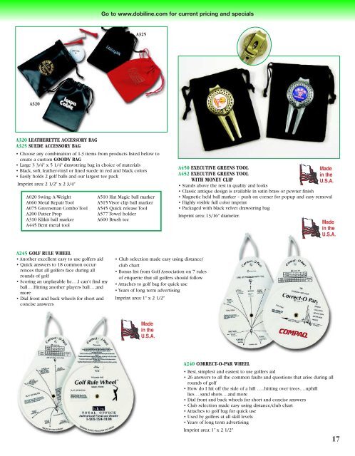 Largest Promotional Line of Golf Products - Gibas Golf Products