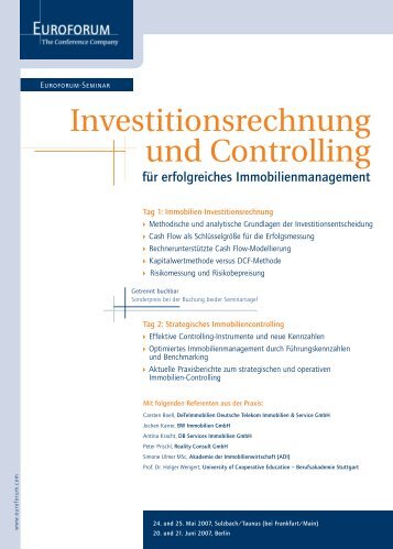 Investitionsrechnung und Controlling - Reality Consult