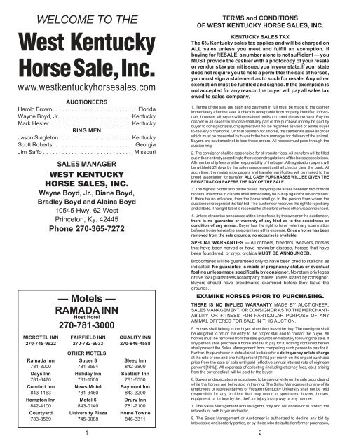 West Kentucky Horse Sale, Inc. - West Kentucky Horse Sales