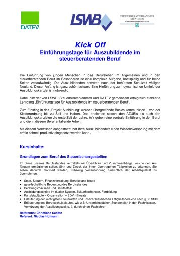 Kick Off Einführungstage für Auszubildende im ... - LSWB