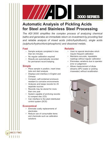 Automatic Analysis of Pickling Acids for Steel and ... - Eco-Tec