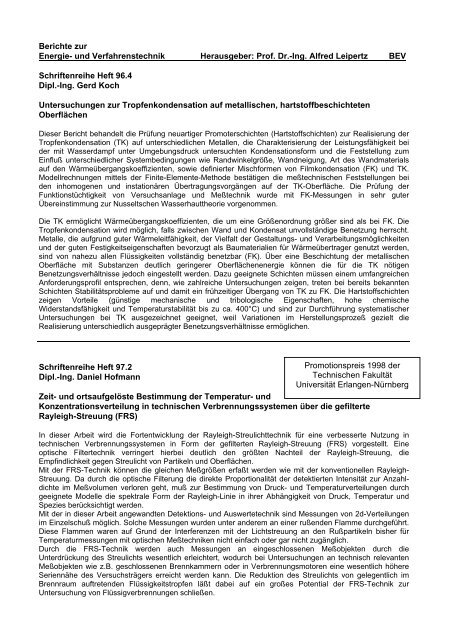 BERICHTE ZUR - beim Lehrstuhl für Technische Thermodynamik