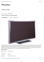 50 inch Professional Plasma Display Specifications - Rent Event Tec
