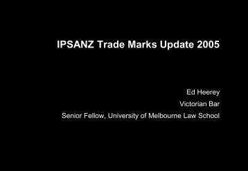 2005 IPSANZ Trade Marks Update - List G Barristers