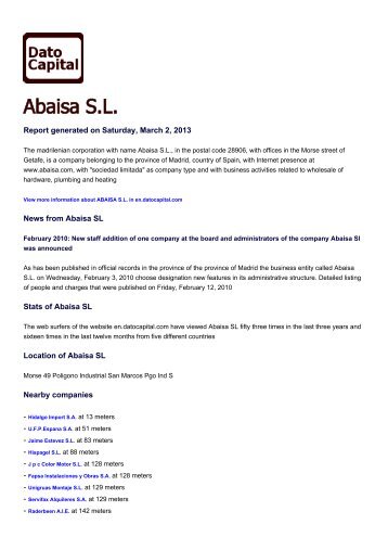 Abaisa SL, Spain - Companies - Dato Capital