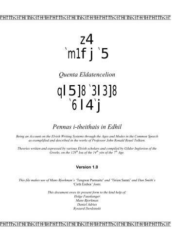 History of the Elvish Writing Systems - The Elvish Linguistic Fellowship