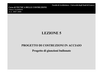 LEZIONE 5 - Facoltà di Architettura - Università degli Studi di Genova