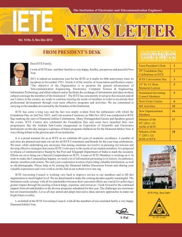 Change News Letter Nov-Dec 2012 - IETE - elan