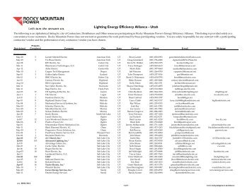 Lighting Energy Efficiency Alliance - Utah - Rocky Mountain Power